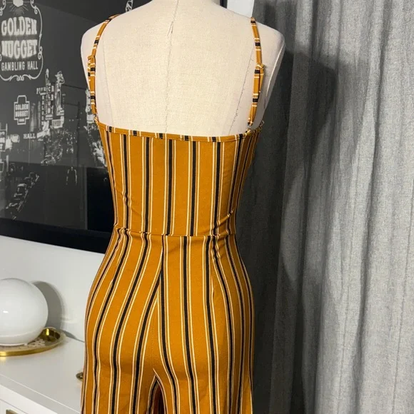 See You Monday Yellow and Black Striped Jumpsuit - Picture 5 of 8